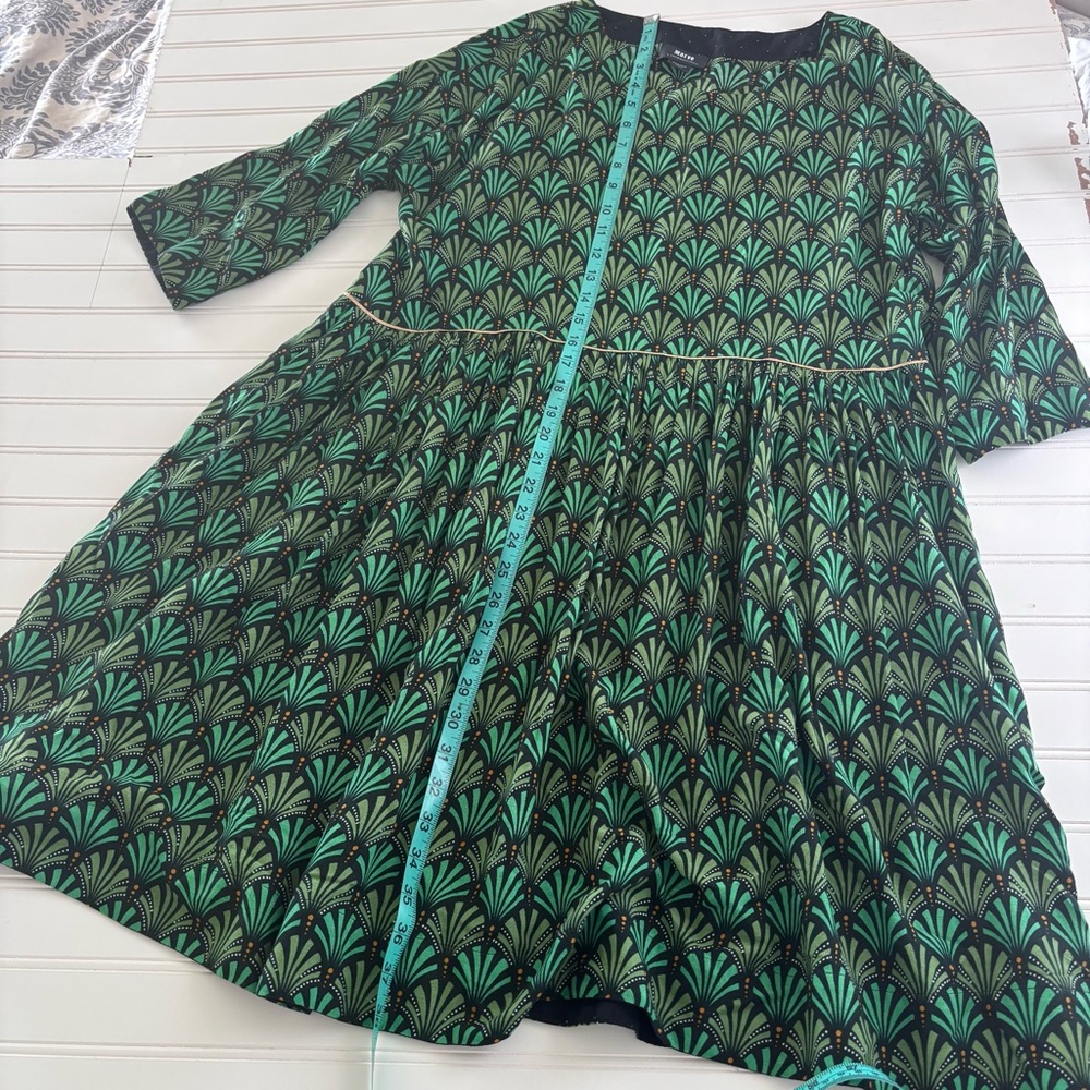Anthropologie Green and Black Patterned Whimsy Holiday Midi Dress - Picture 11 of 11